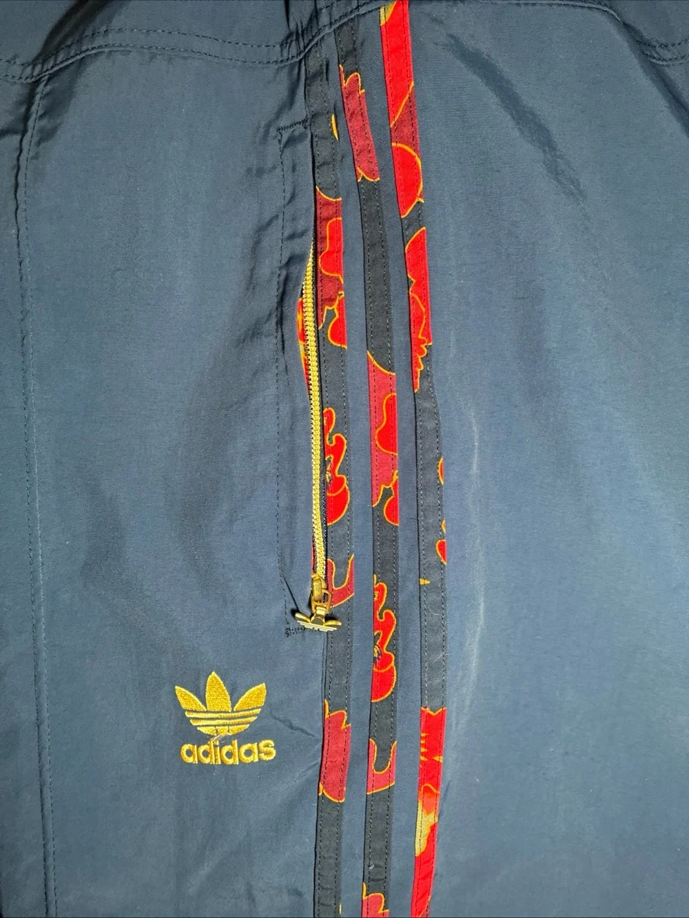Adidas Originals Graphic Track Pants Men Medium  Blue Floral Japan Tiger Stripes